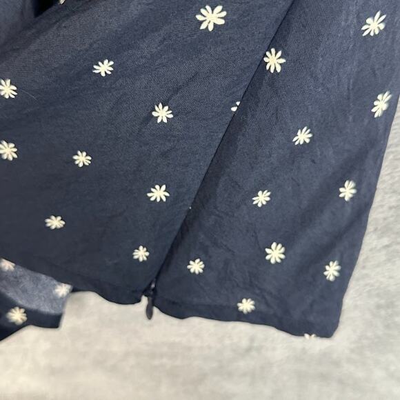 Madewell Top Womens 8 Navy Ditsy Floral V Neck Cap Sleeve Romantic Feminine - Picture 5 of 12